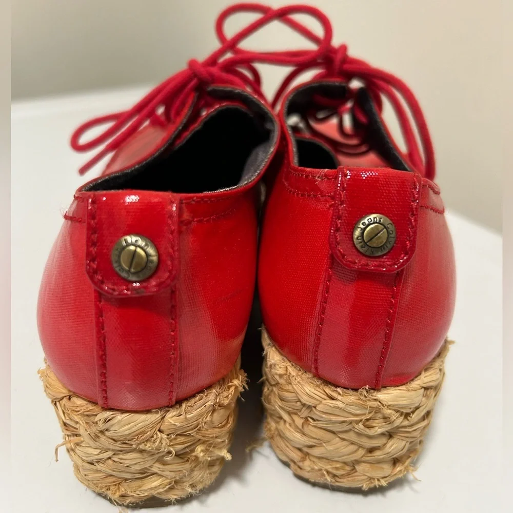 Calvin Klein Keri Espadrille Platform Shoe Red Size 7.5